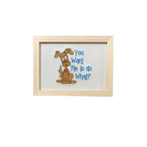 Broderie înrămată 13 x 18 Cățel cuminte 1