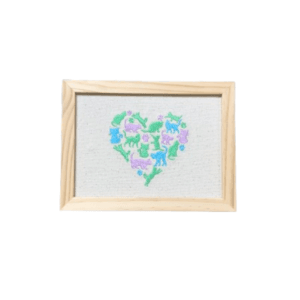 Broderie înrămată 13 x 18 Inimă pisici 4